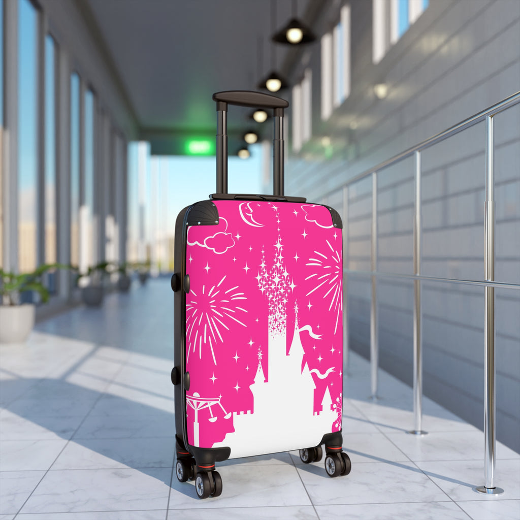 Pink Castle Fireworks Suitcase | Kids Luggage Cover Travel Case