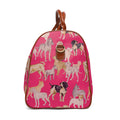 Pink Dog Pattern Waterproof Travel Bag | Duffle with Labrador, Dalmatian, Pug Print