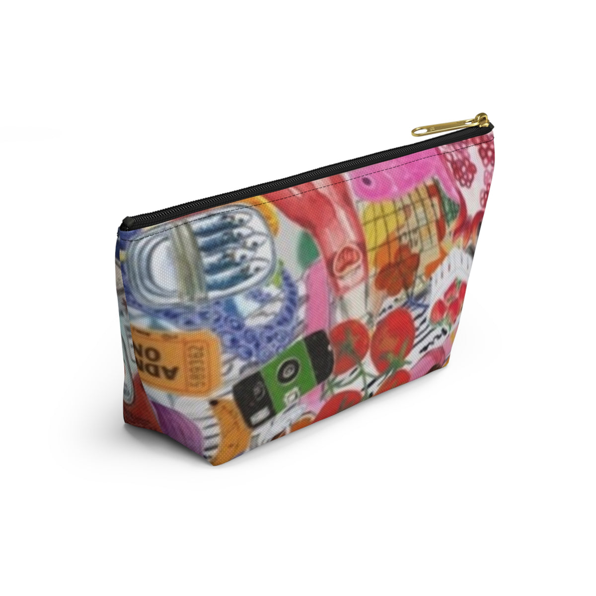 Colorful Collage Accessory Pouch — T-Bottom Cosmetic & Travel Organizer