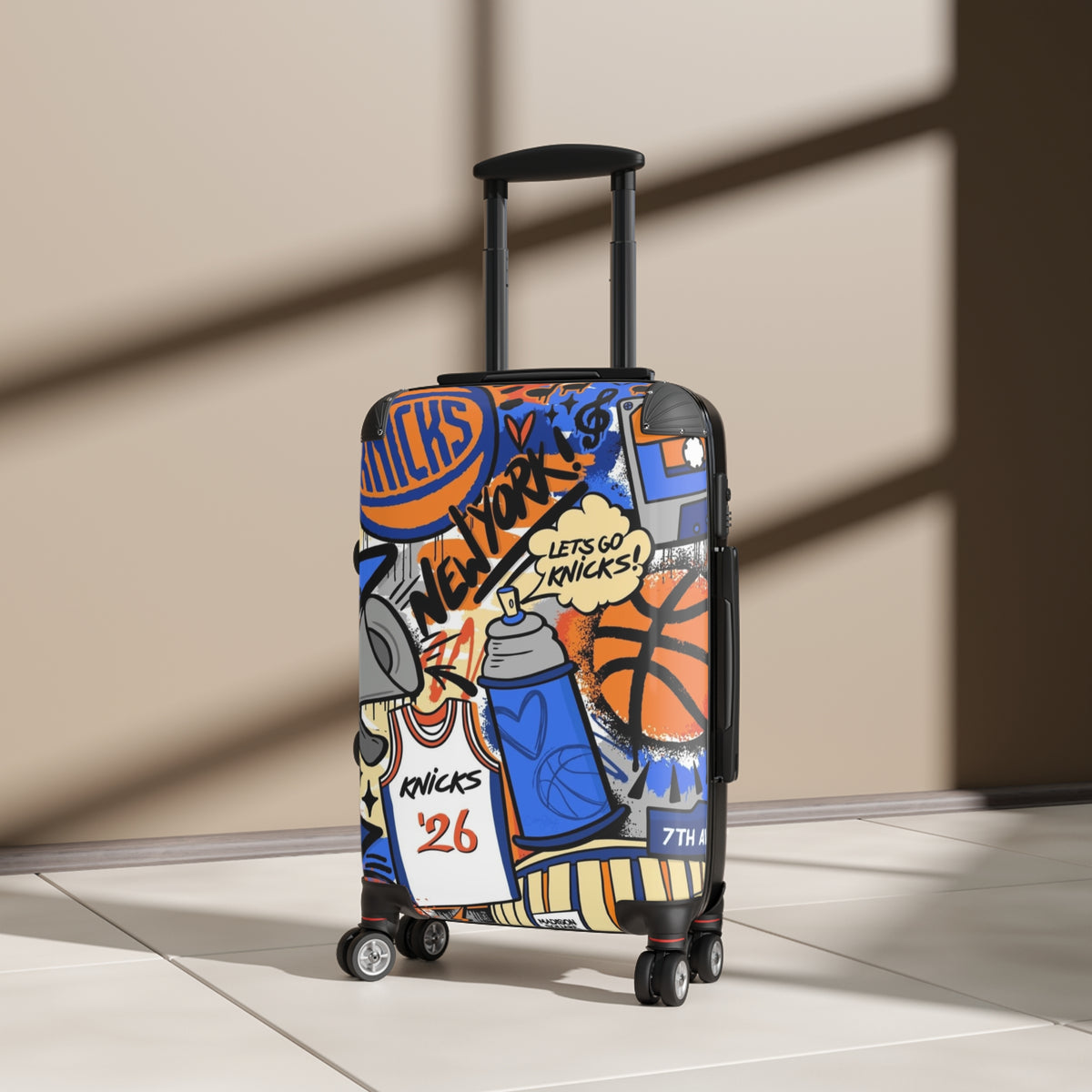 New York Knicks graffiti suitcase | basketball travel luggage