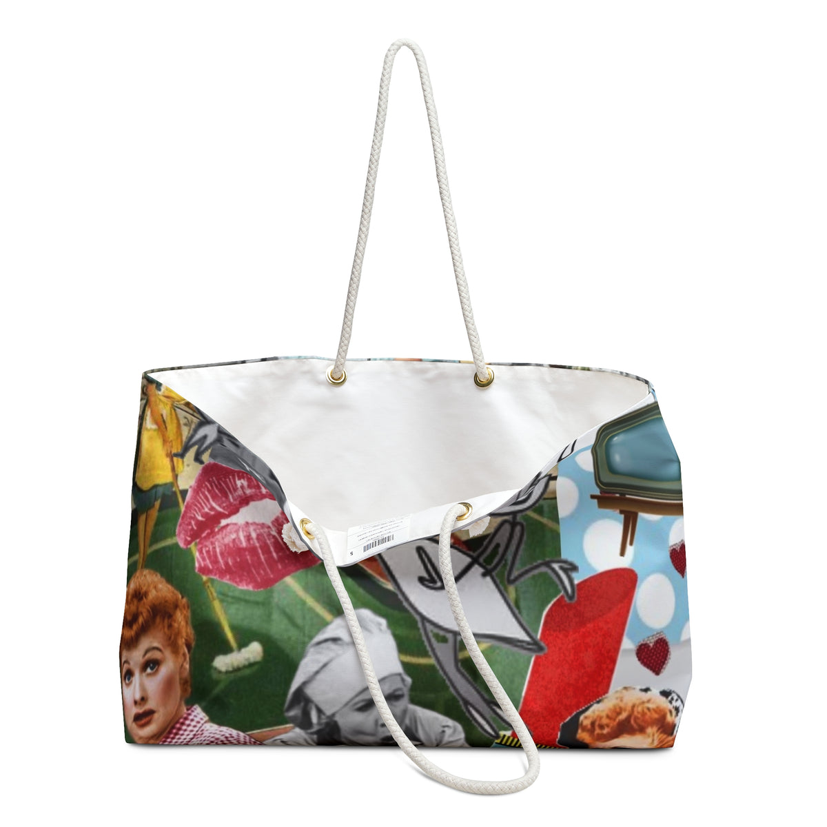 Retro Collage Weekender Bag | Vintage TV, Lucy, Pop Art