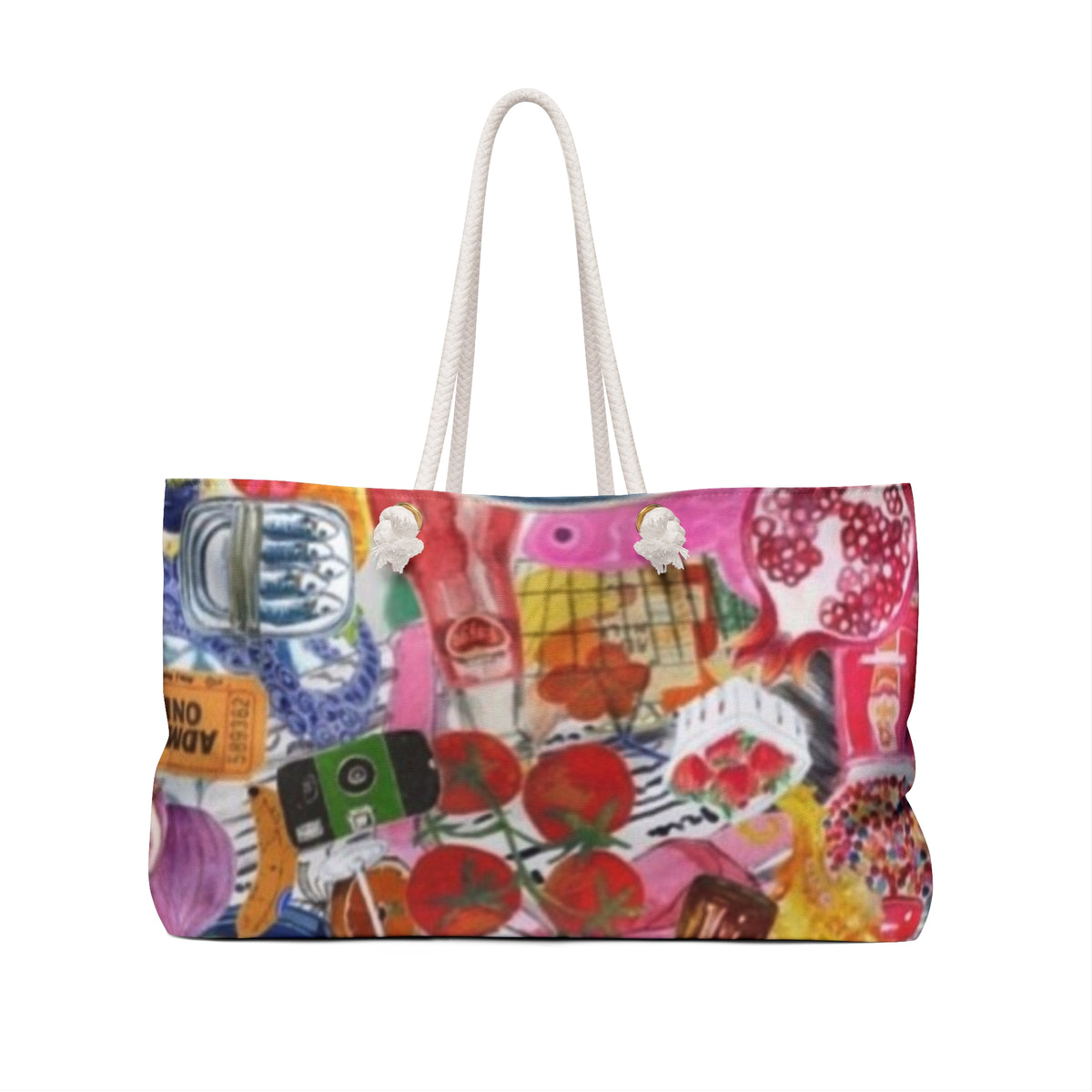 Colorful Market Weekender Bag – Vibrant Still Life Print Travel Tote