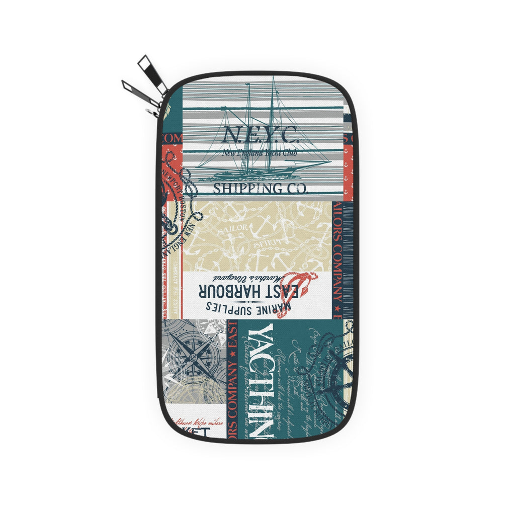 Nautical Harbor Patchwork Passport Wallet | Travel Document Organizer
