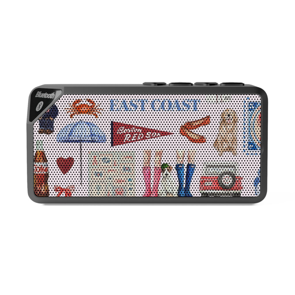 East Coast Collage Bluetooth Speaker — Retro Beach Icons Design
