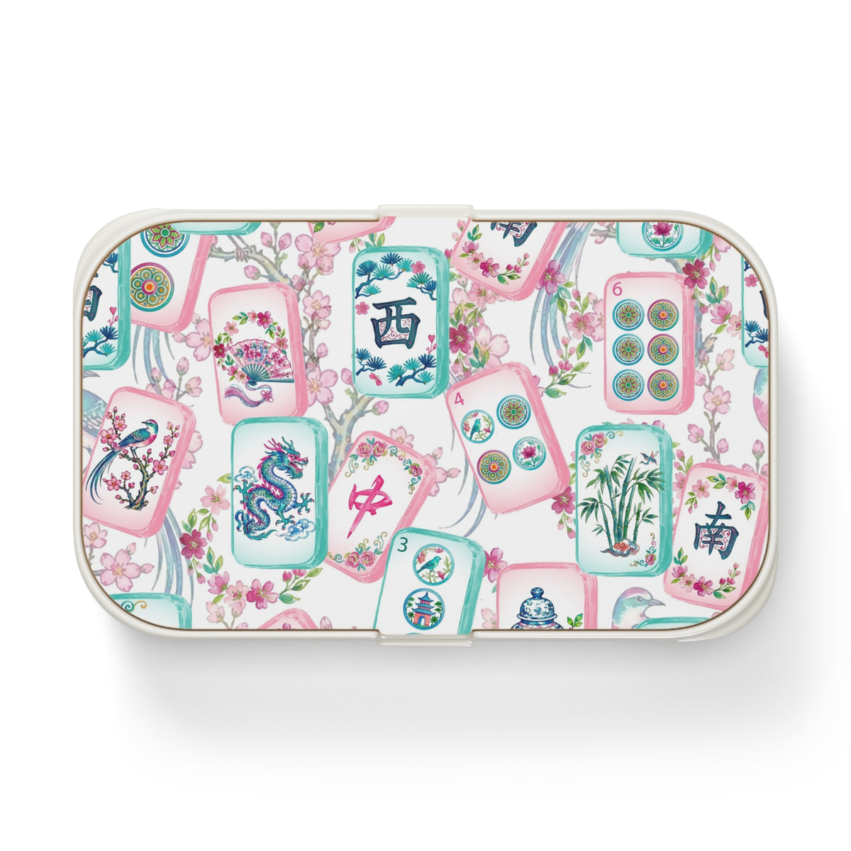 Mahjong Tile Pattern Bento Box | Asian Floral Mahjong Design
