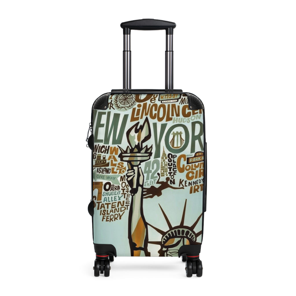 New York Statue of Liberty Collage Suitcase | City Map Travel Luggage
