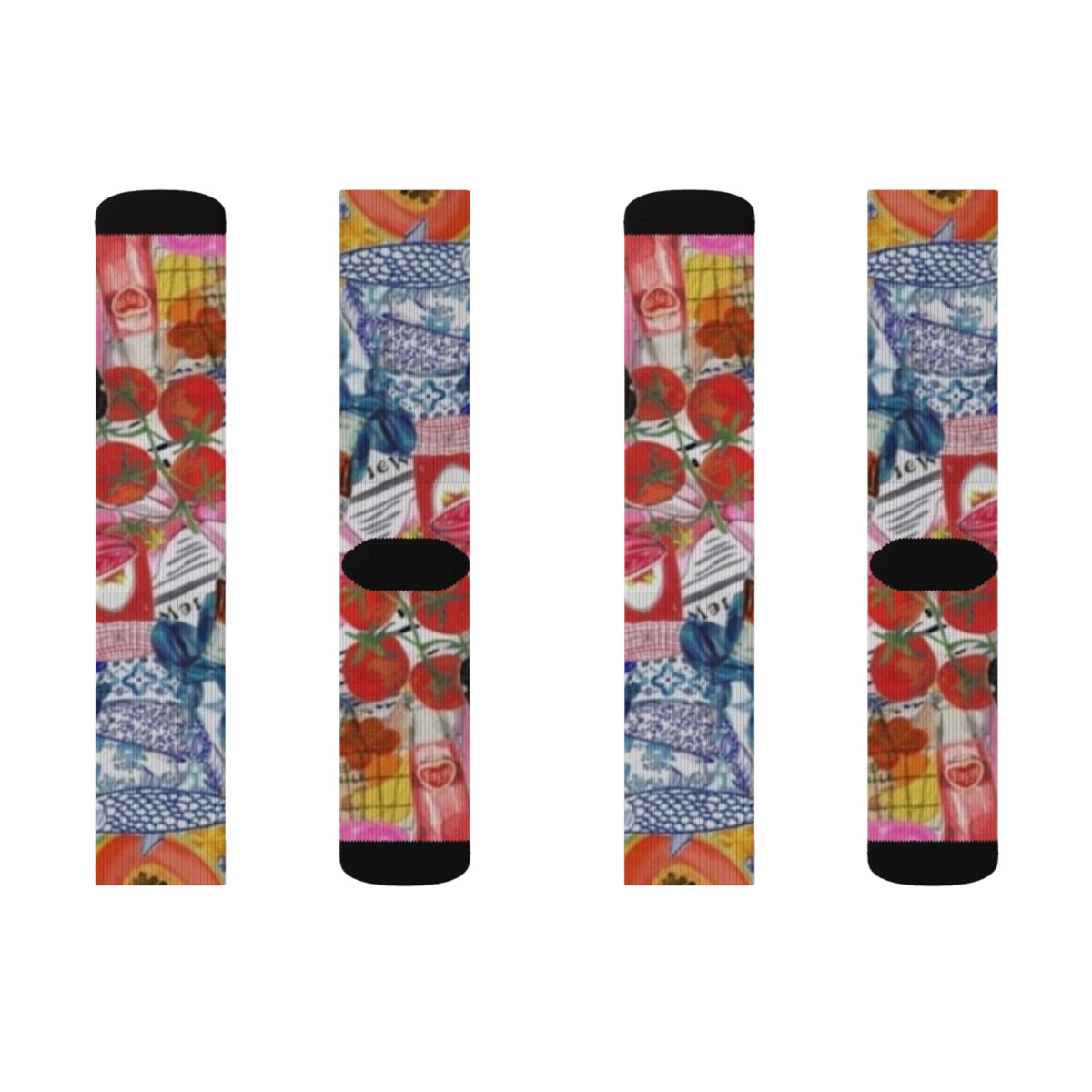 Abstract Collage Sublimation Socks — Colorful Artistic Crew Socks