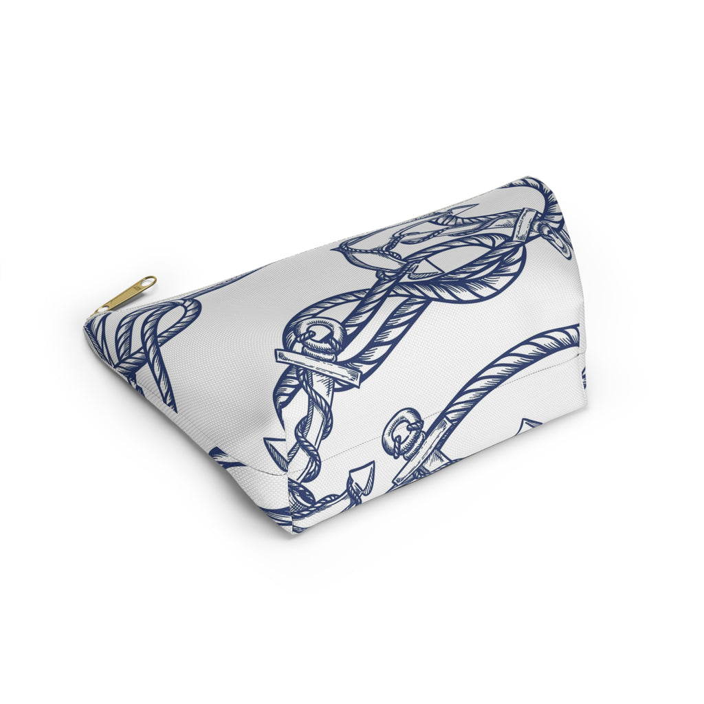 Nautical Rope & Anchor Accessory Pouch | T-Bottom Cosmetic Bag