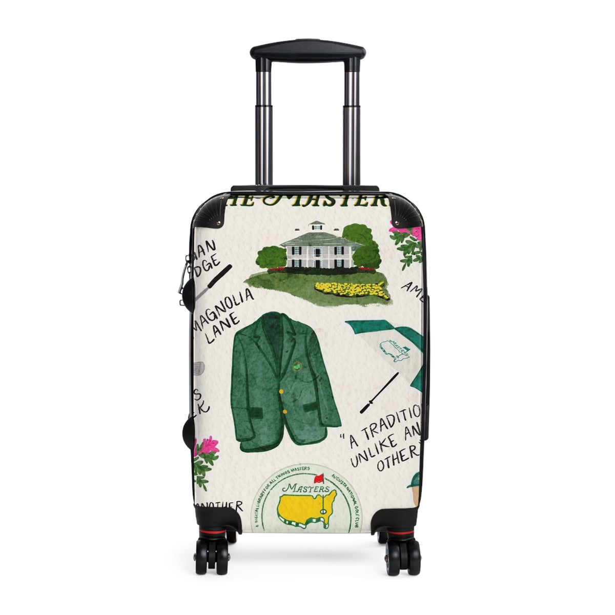 Masters Golf Course Travel Suitcase — Illustrated Tournament Icons Luggage Cover