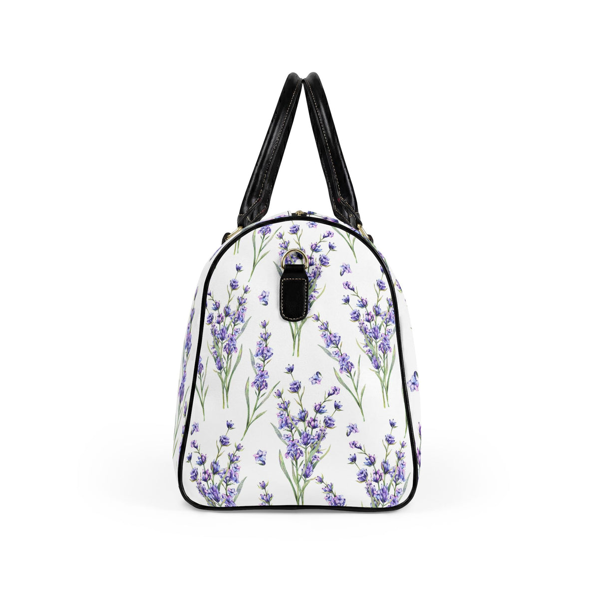 Lavender Bouquet Faux Leather Travel Bag | Floral Duffle, Botanical Print