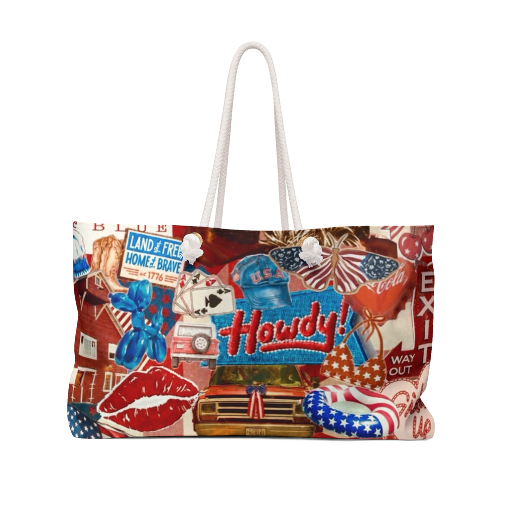 Patriotic Weekender Bag – Americana “Howdy” Travel Tote