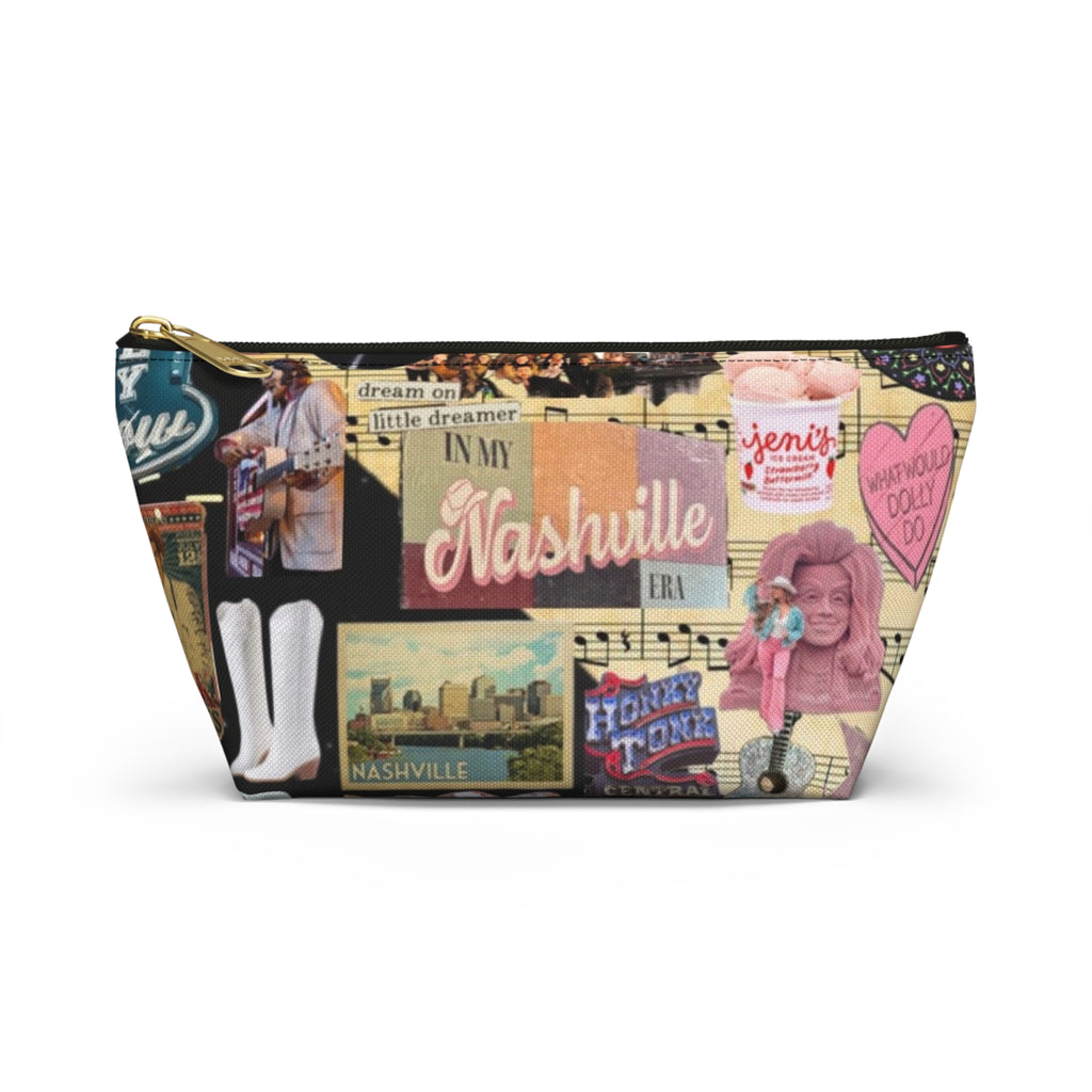 Nashville Collage Accessory Pouch — T‑Bottom Cosmetic Bag