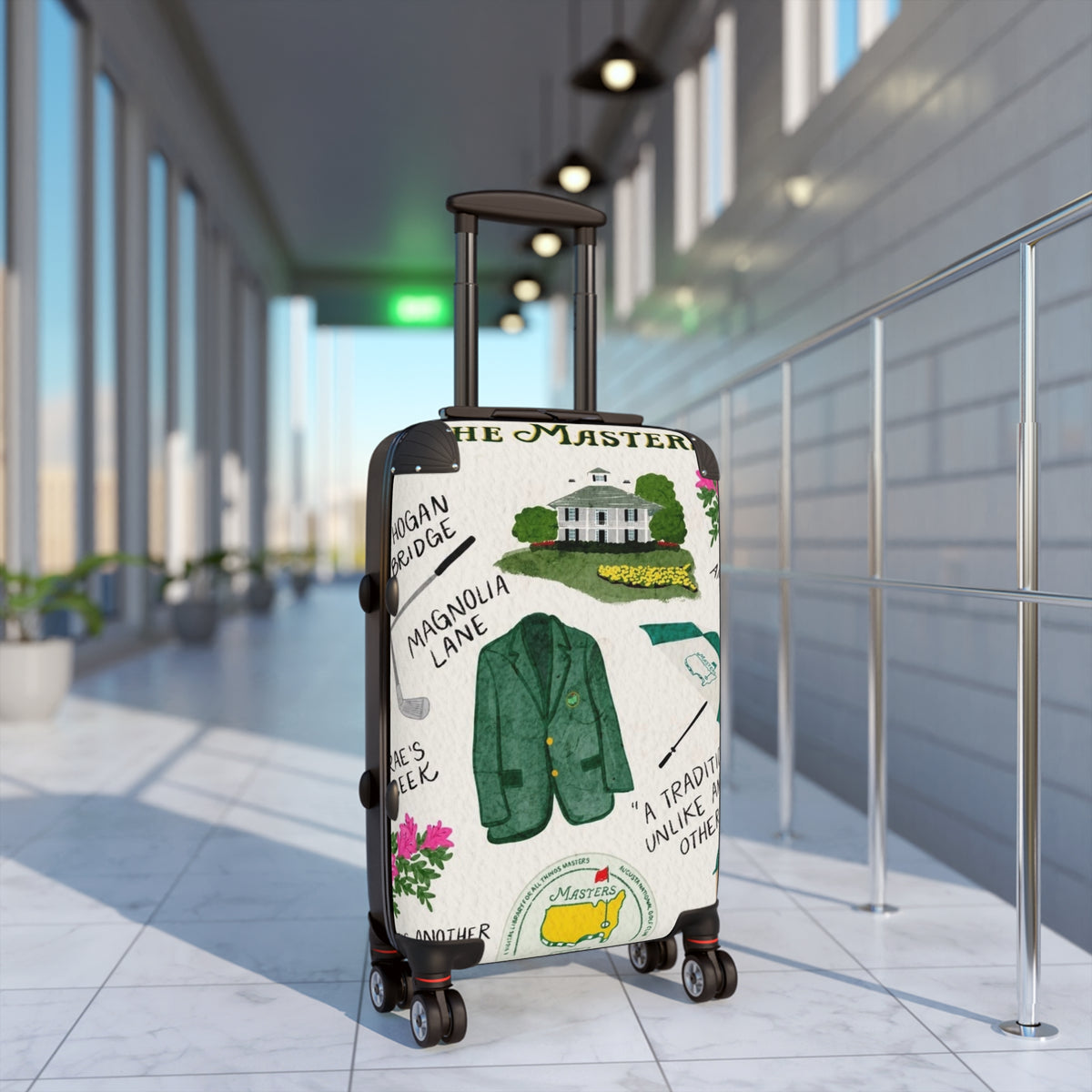 Masters Golf Course Travel Suitcase — Illustrated Tournament Icons Luggage Cover