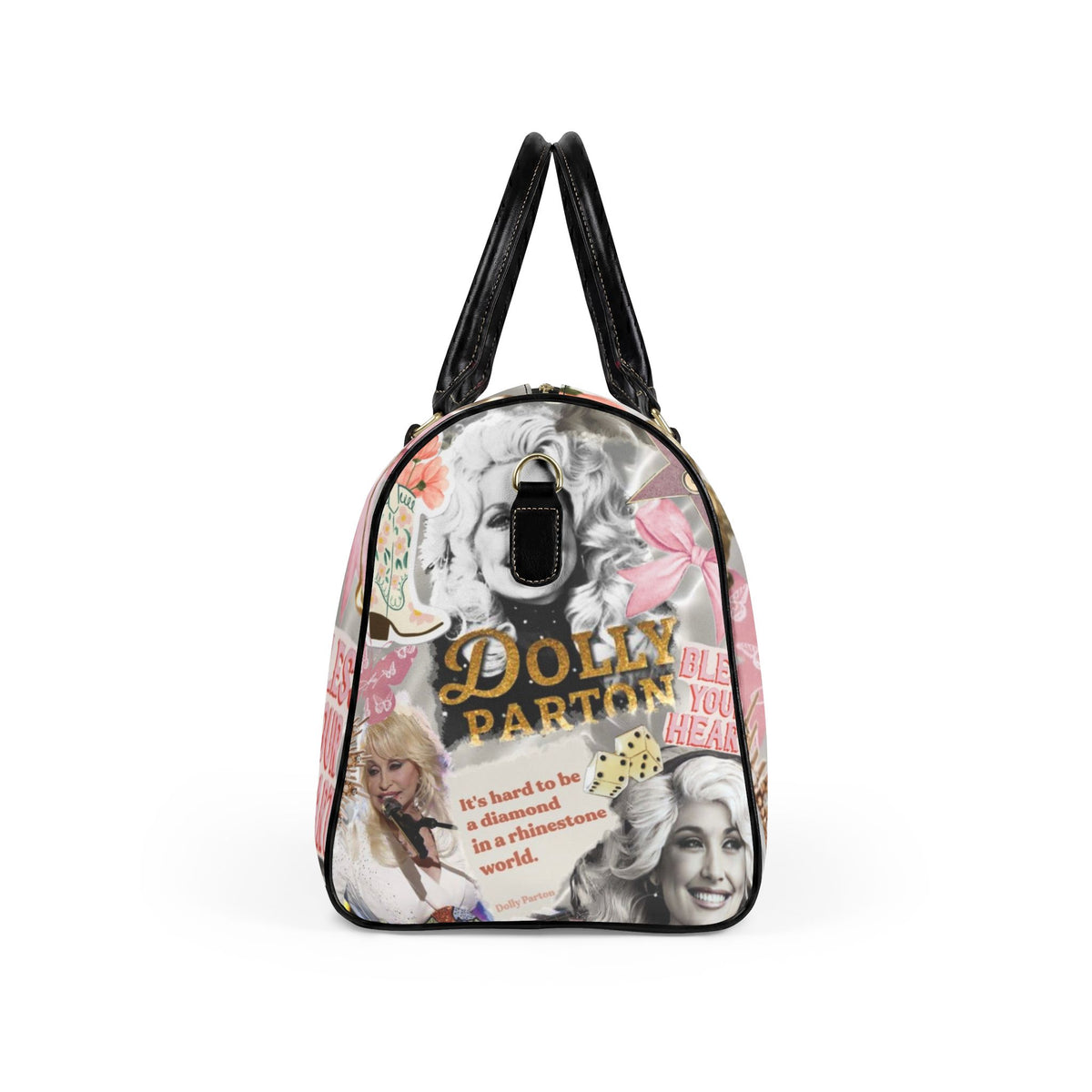Dolly Parton Collage Faux Leather Travel Bag