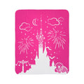 Pink Castle Fireworks Fleece Sherpa Blanket — Magical Theme Park Throw for Kids & Fans