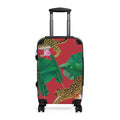 Tropical Leopard Print Suitcase | Red Palm Leaves Luggage