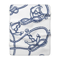 Nautical Rope Anchor Pattern Sherpa Blanket | Coastal Anchor Throw