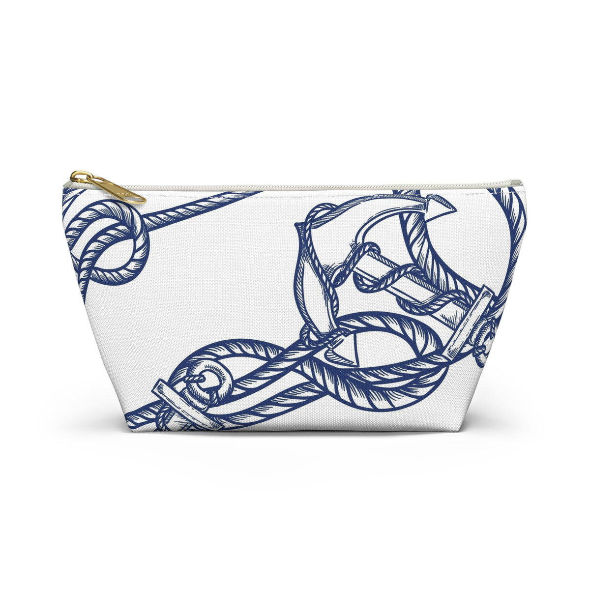 Nautical Rope & Anchor Accessory Pouch | T-Bottom Cosmetic Bag