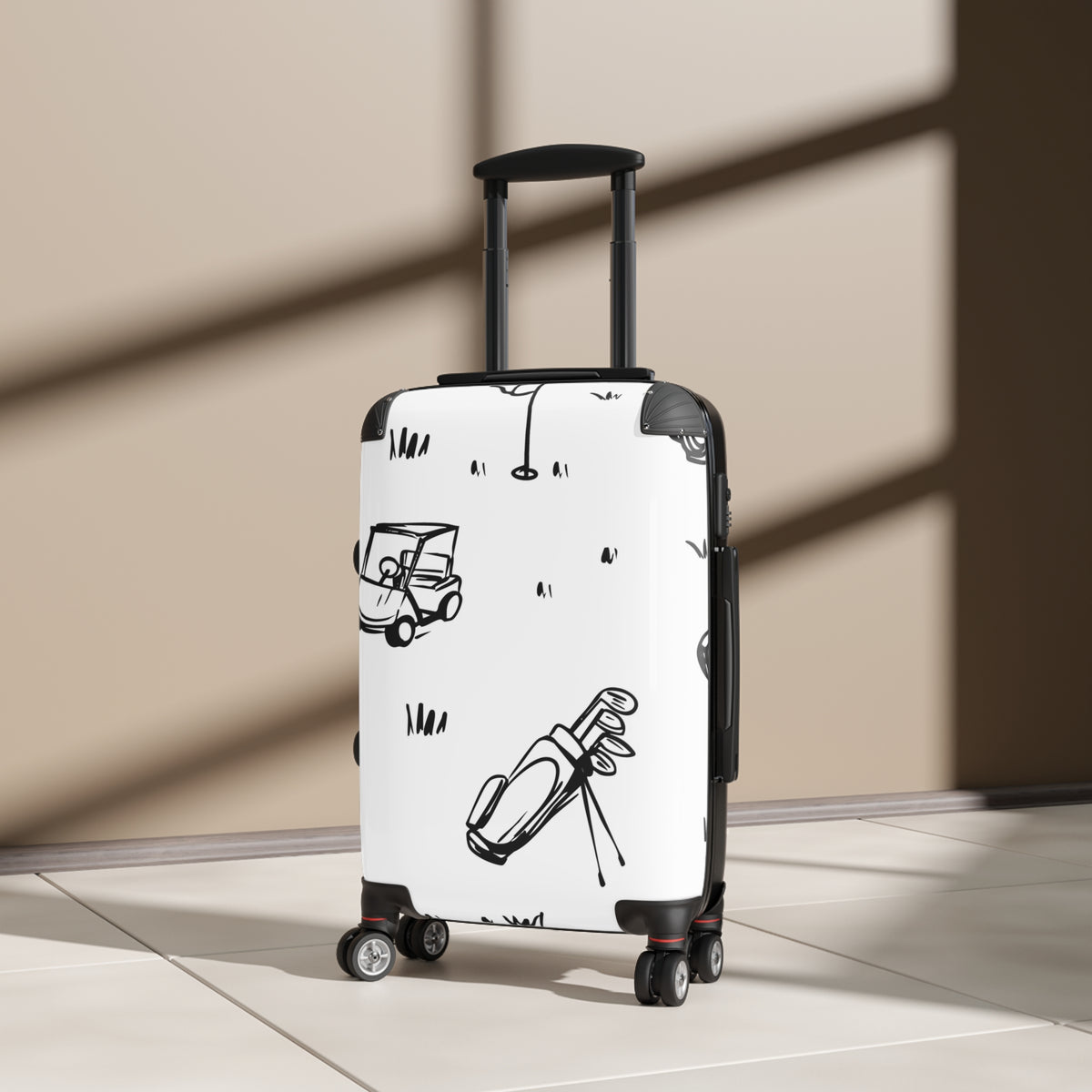 Golf Cart and Bag pattern Suitcase | Golf Travel Luggage