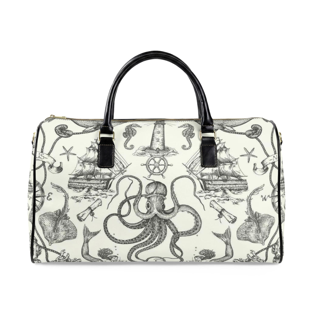 Vintage Nautical Octopus Travel Bag | Faux Leather Duffle