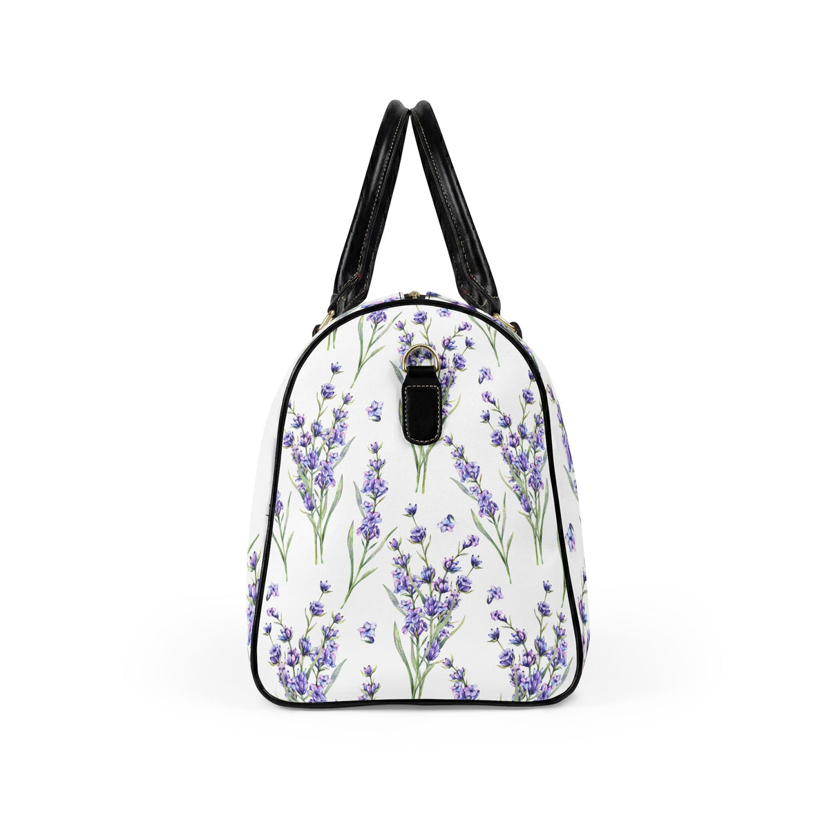 Lavender Bouquet Faux Leather Travel Bag | Floral Duffle, Botanical Print