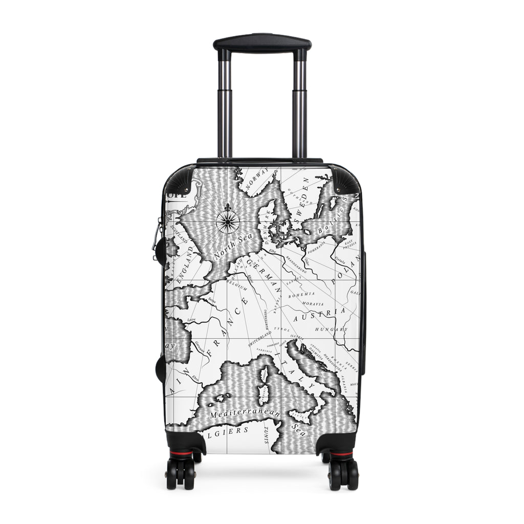 Vintage Map Suitcase | Europe Travel Luggage, Antique Cartography Print