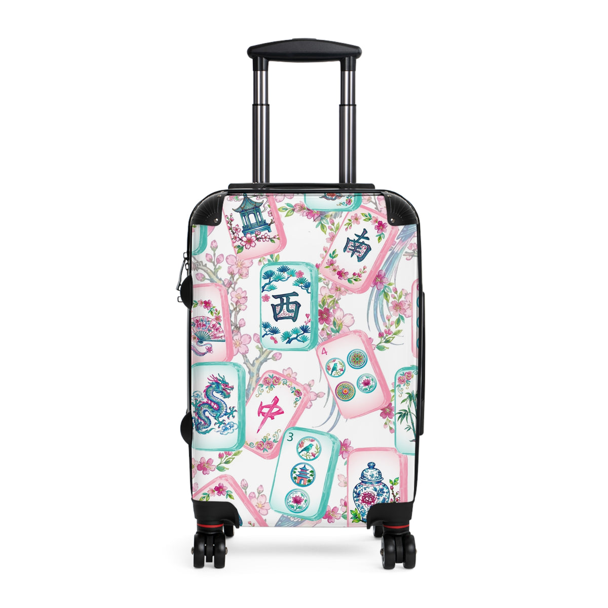 Mahjong Tile Pattern Suitcase | Vintage Chinese Game Luggage Cover