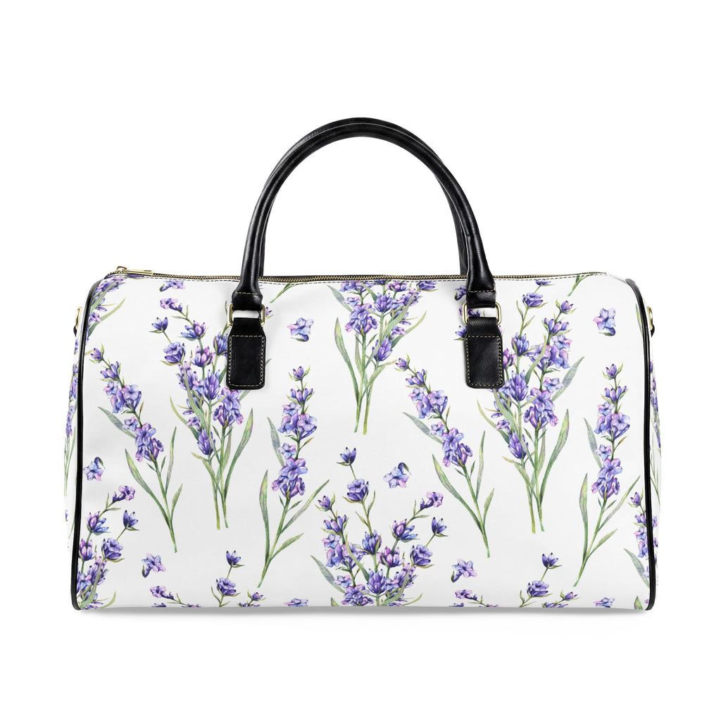 Lavender Bouquet Faux Leather Travel Bag | Floral Duffle, Botanical Print