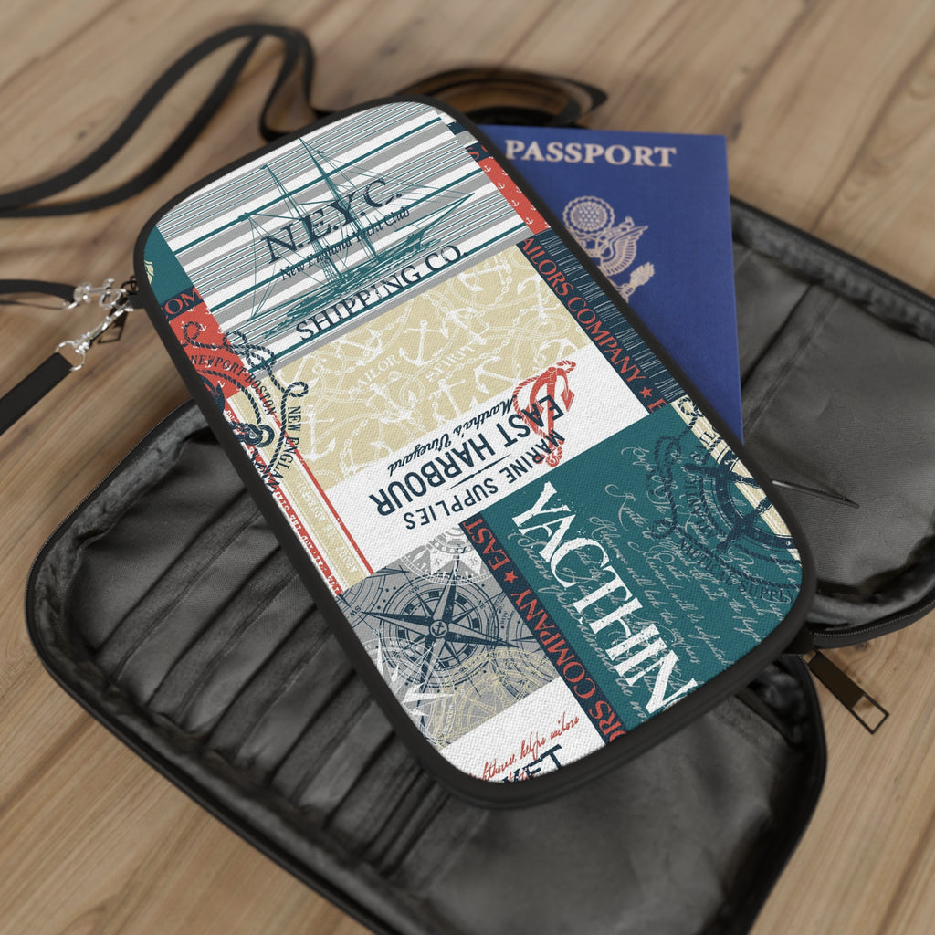 Nautical Harbor Patchwork Passport Wallet | Travel Document Organizer