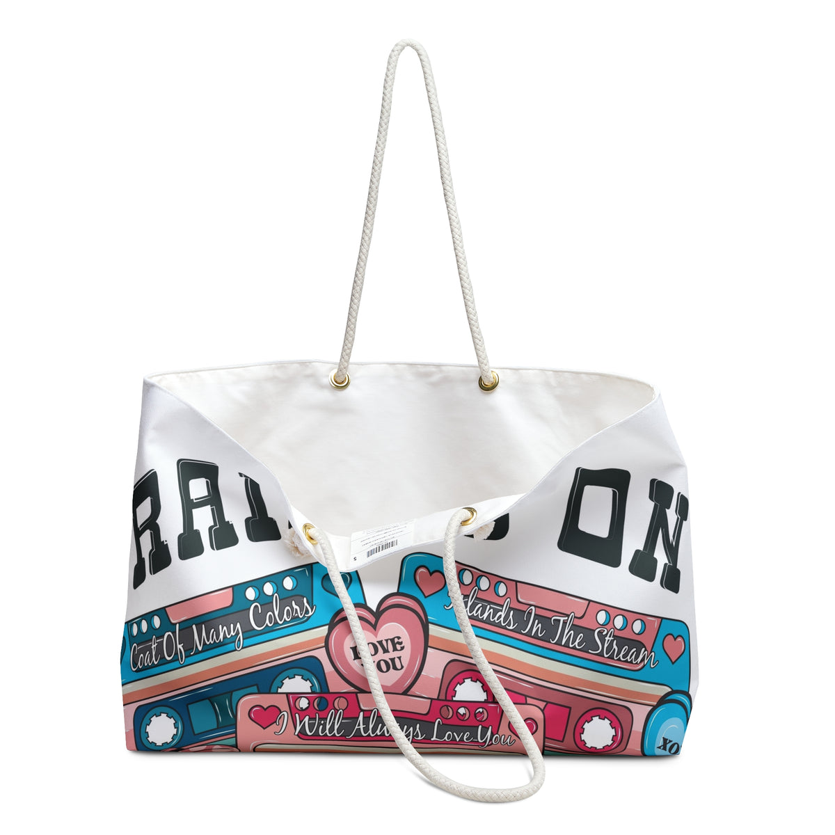 Raised On Cassette Tape Weekender Bag — Retro 80s/90s Music Travel Tote