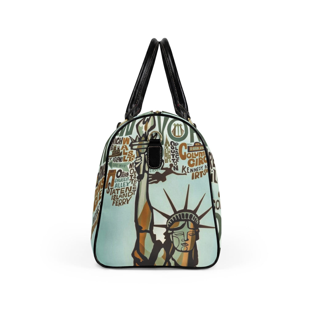 New York City typography duffel bag | Faux Leather Travel Bag