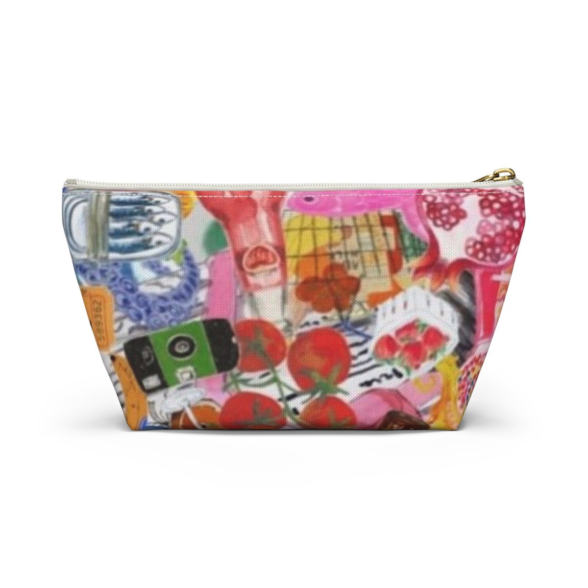 Colorful Collage Accessory Pouch — T-Bottom Cosmetic & Travel Organizer
