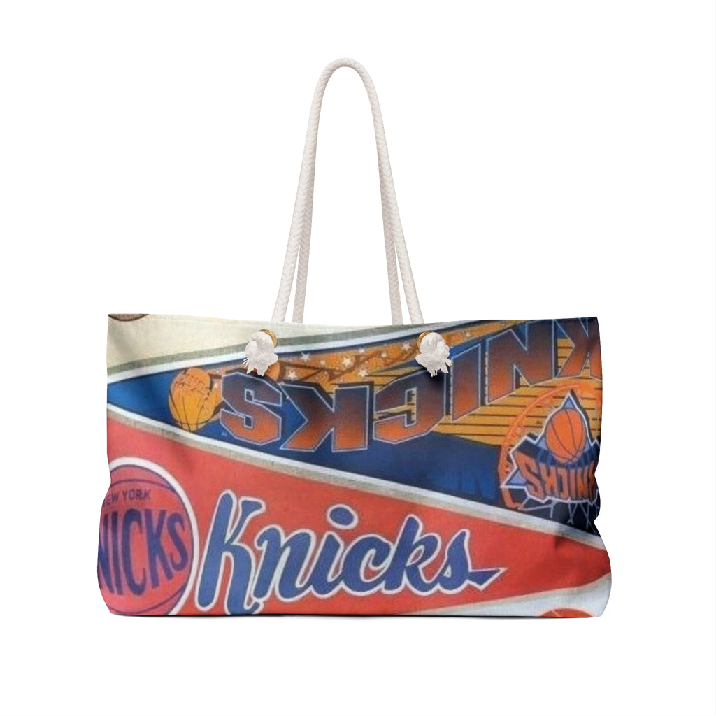 New York Knicks Pattern Weekender Bag | NBA Basketball Fan Tote