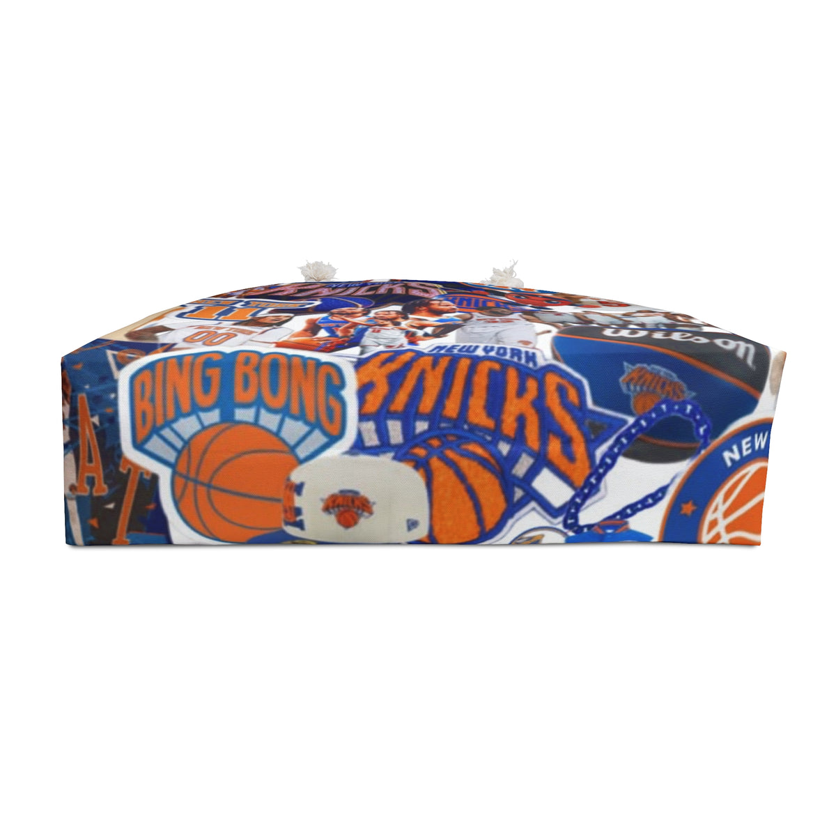 New York Knicks collage Weekender Bag | Basketball logo, players, court art