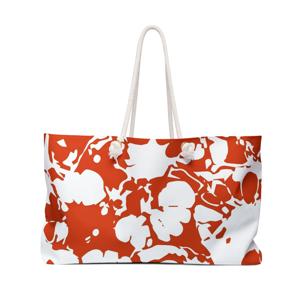 Red Floral Pattern Weekender Bag | Bold Botanical Tote, Travel Bag