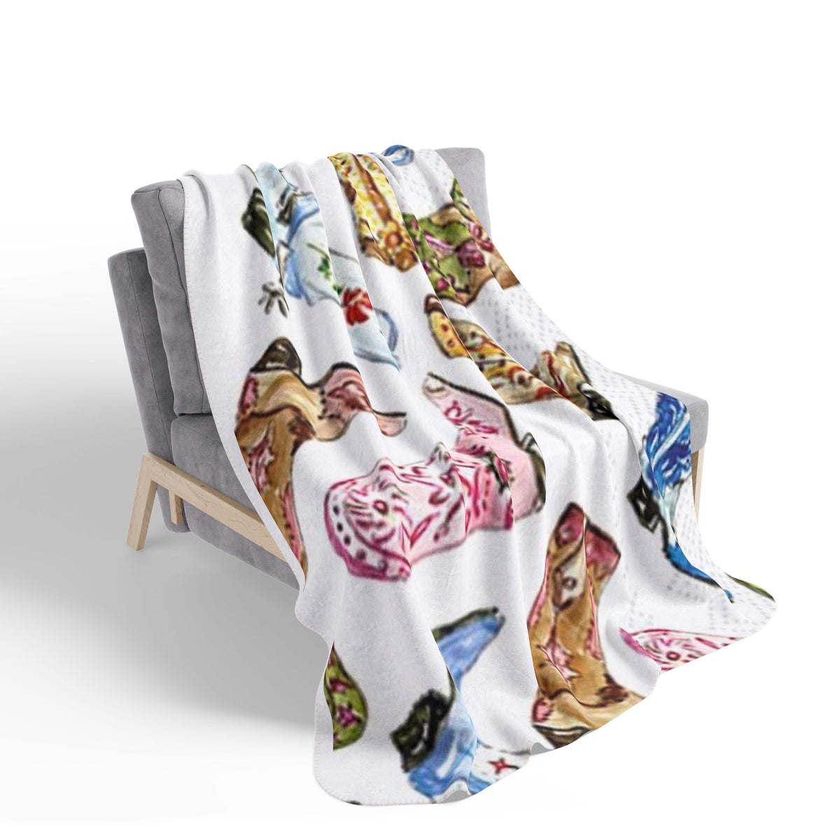 Watercolor Cowboy Boots Fleece Sherpa Blanket | Western Boot Pattern
