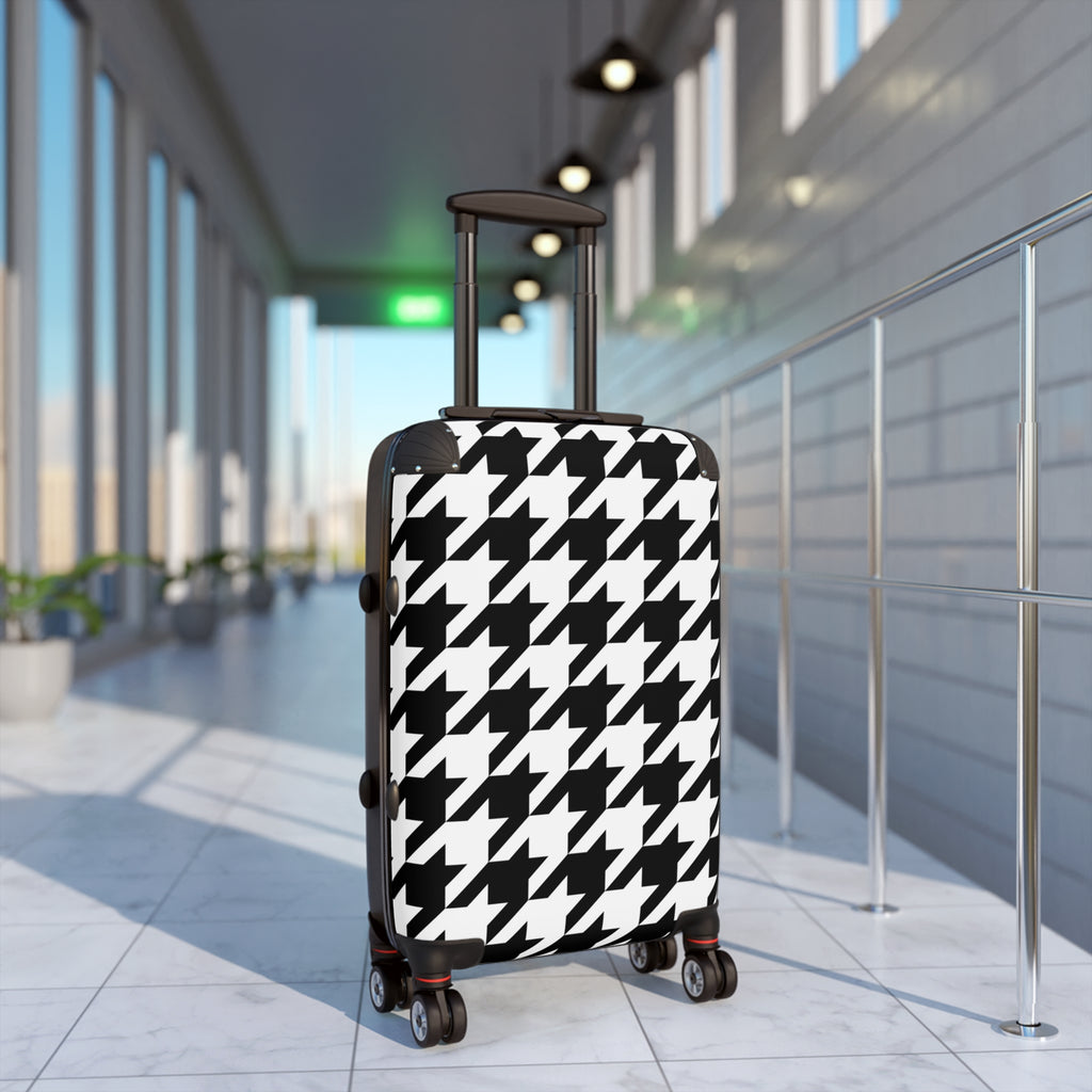 Black White Houndstooth Suitcase | Carry-On LuggageThe Luxury Travel Collection