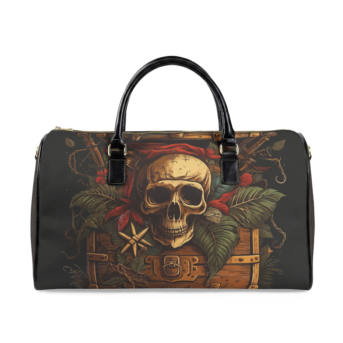 Skull Treasure Chest Duffle Bag | Faux Leather Travel Bag