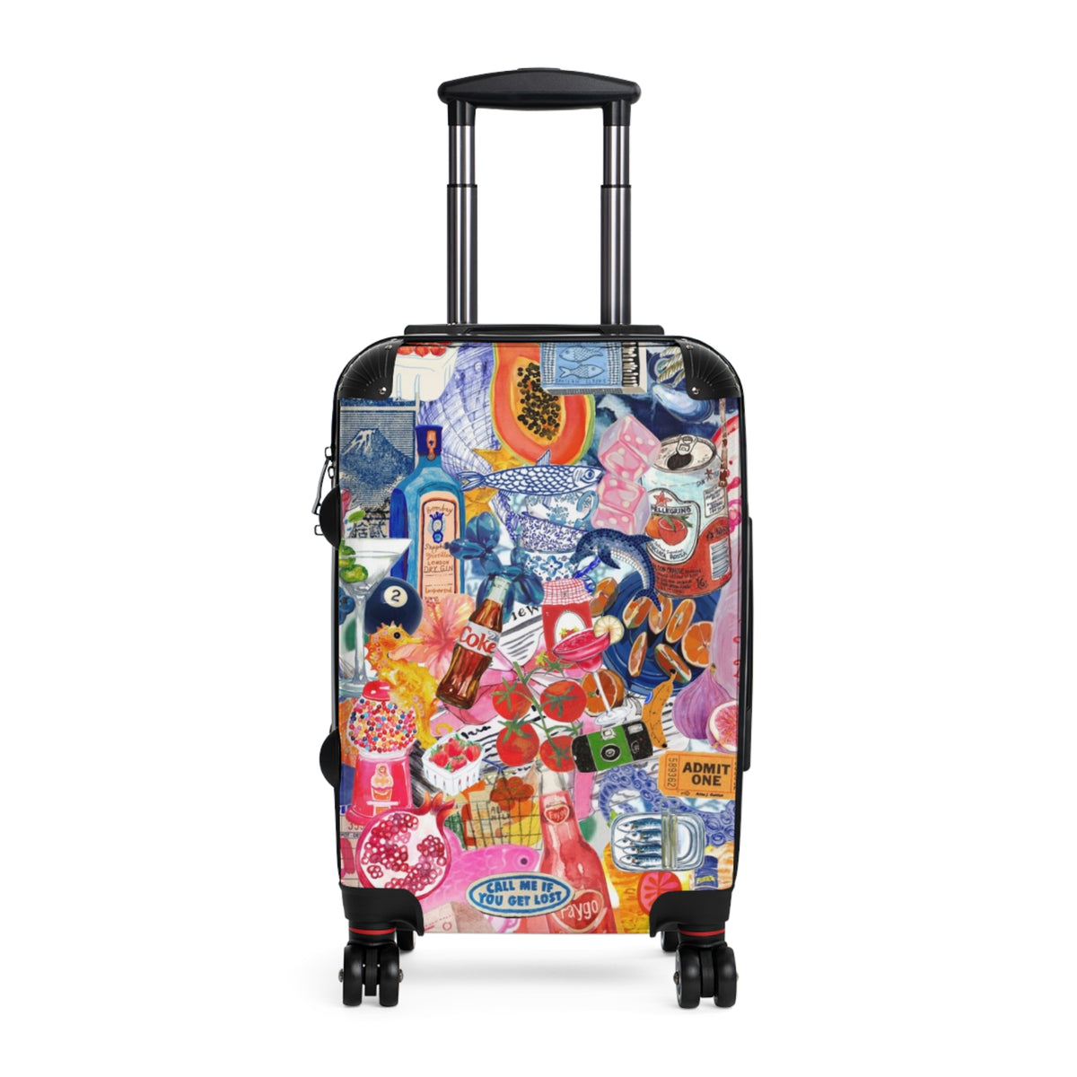 Colorful Collage Travel Sticker Suitcase | Luggage Cover, Retro Pop Art Pattern