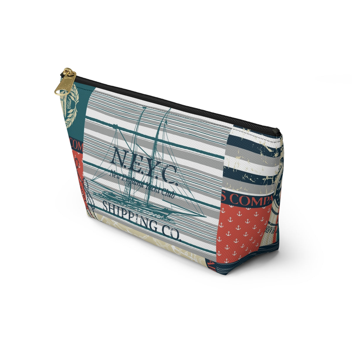 Nautical Sailboat Patchwork Accessory Pouch