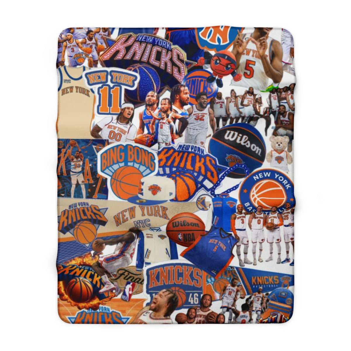 New York Knicks collage Sherpa Blanket | NBA team fleece throw