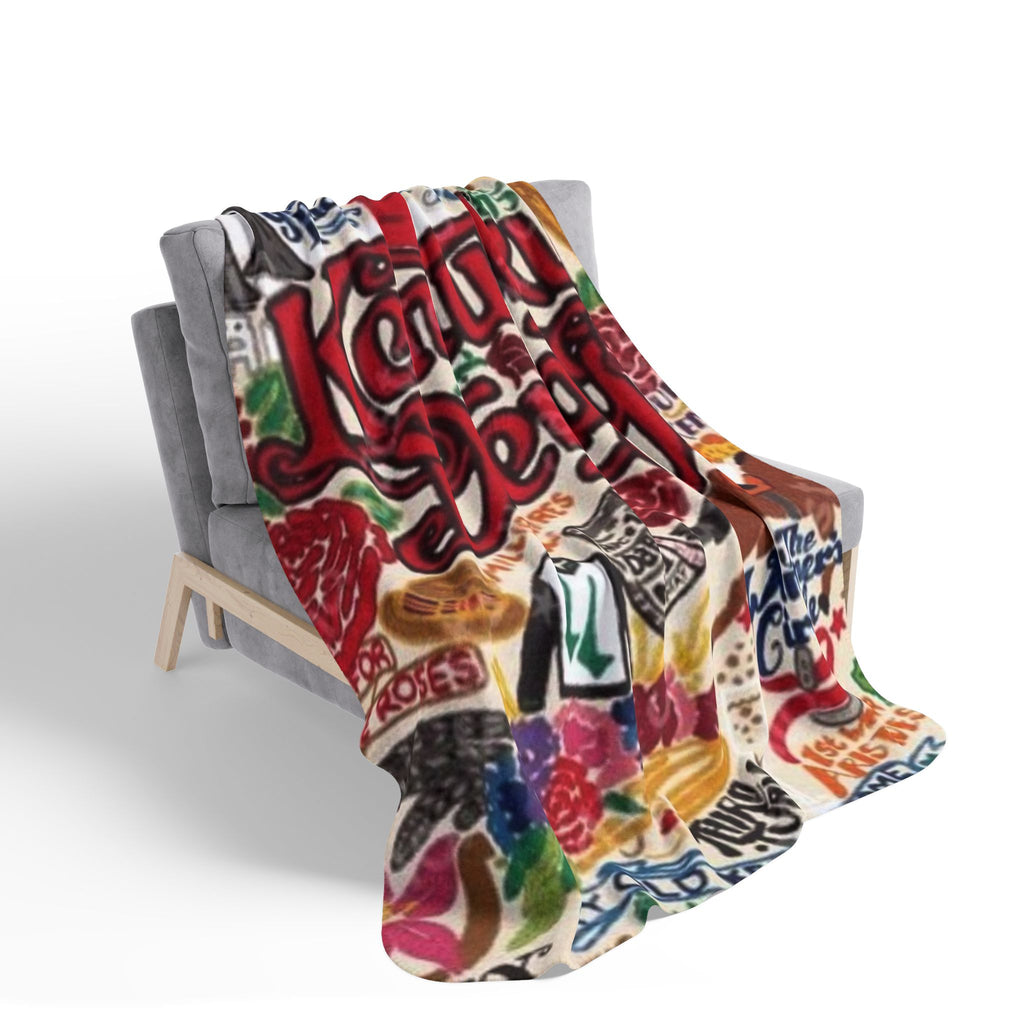 Kentucky Derby collage Fleece Sherpa Blanket | Rose, horseshoe, race day design