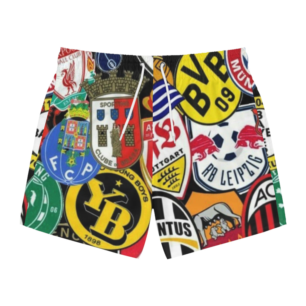 Soccer Badge All-Over Print Swim Trunks — Football Club Crest Collage