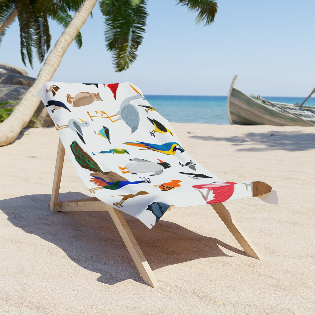 Tropical Birds Beach Towel — Colorful Seabird Pattern for Beach, Pool & Vacation