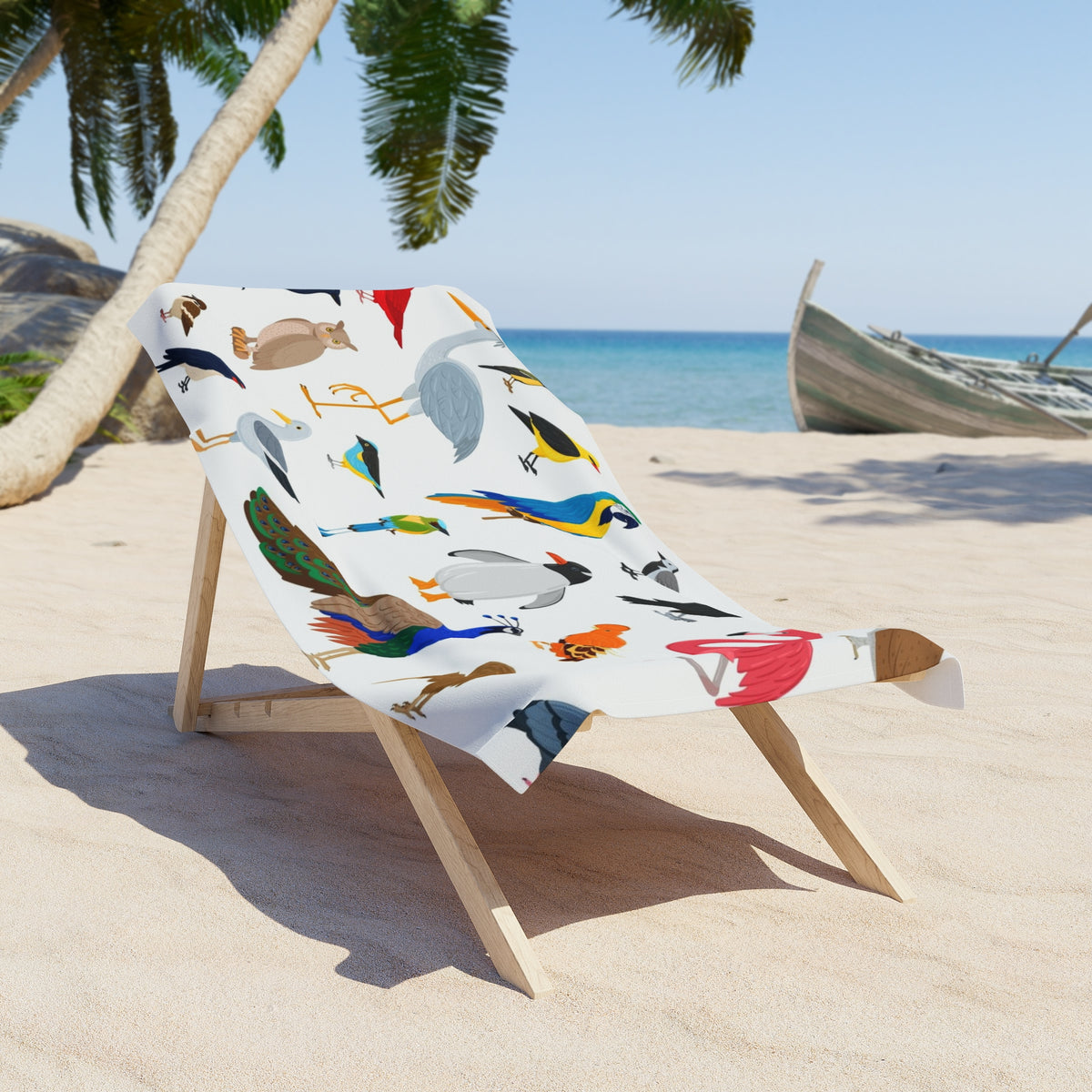 Tropical Birds Beach Towel — Colorful Seabird Pattern for Beach, Pool & Vacation