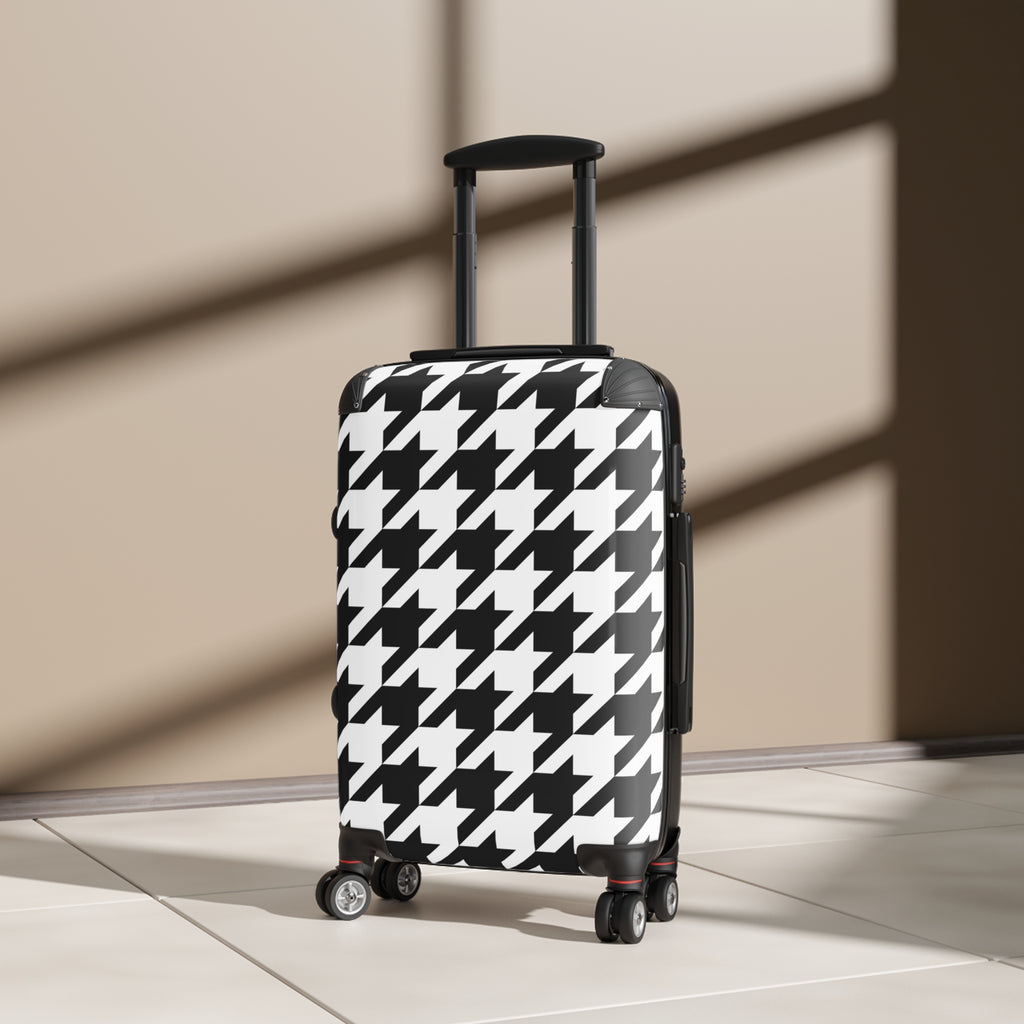 Black White Houndstooth Suitcase | Carry-On LuggageThe Luxury Travel Collection