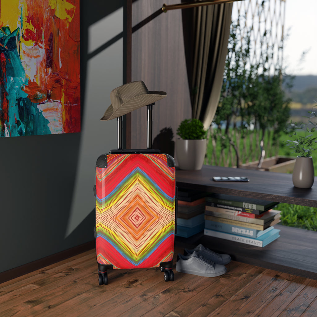 Colorful Diamond Wave Suitcase | Vibrant Geometric Luggage