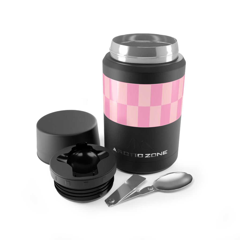 Pink Checker Stripe Food Storage | Insulated Stainless Steel Container