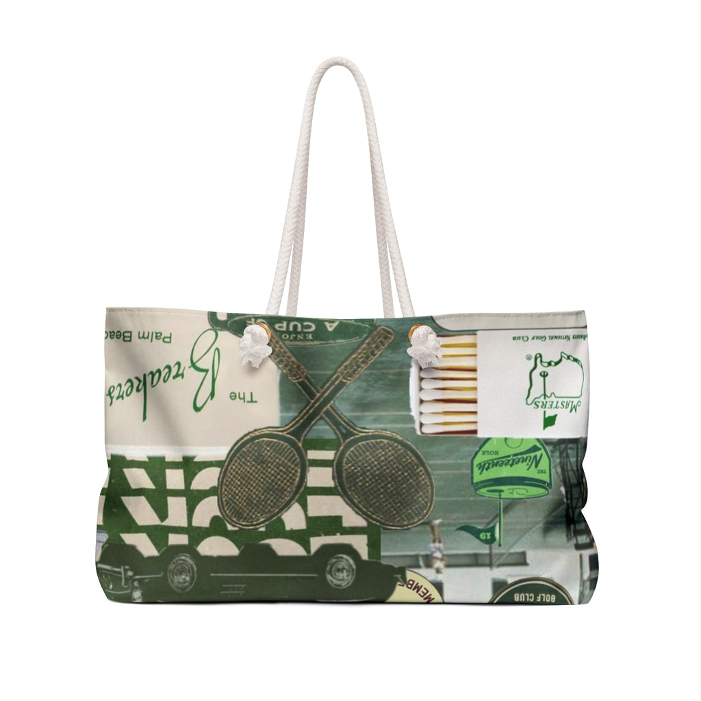 Preppy Coastal Collage Weekender Bag | Long Island Nautical Travel Tote