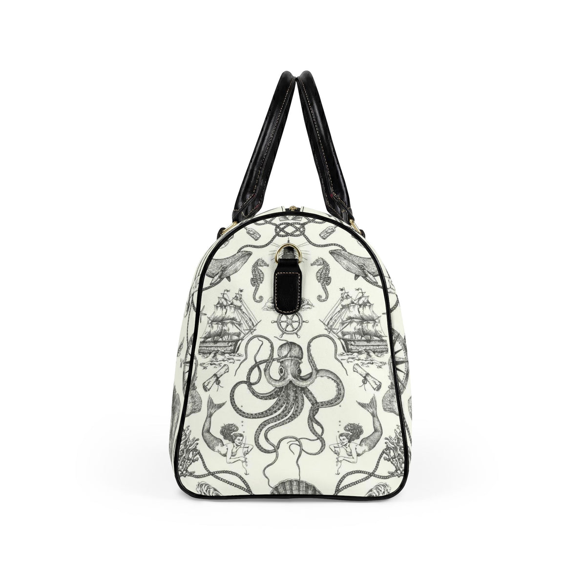 Vintage Nautical Octopus Travel Bag | Faux Leather Duffle